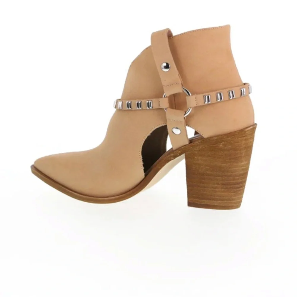 Chinese Laundry Tan Cutout Ankle Boot with Studded Strap